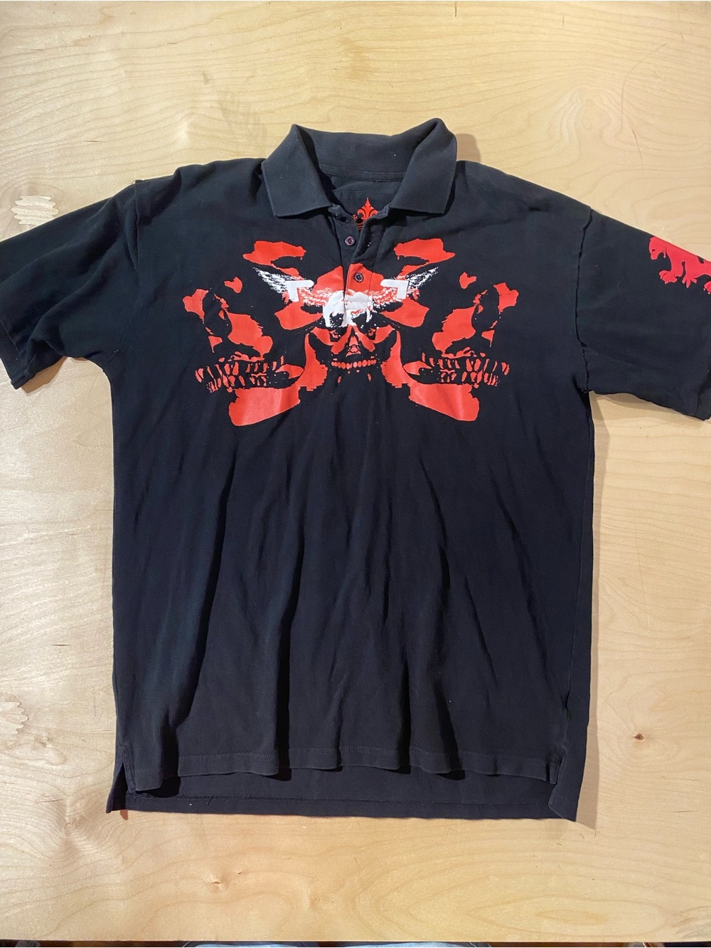 Black Label Black Polo with Red Skull Graphic 3XL (SA)